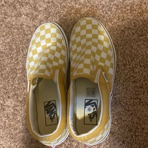 Yellow checkered vans, barely worn no damage!